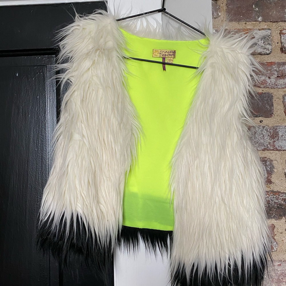 White & Black Faux Fur Vest